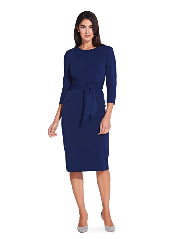 Adrianna Papell Women's Bow Sheath Dress with Three Quarter Sleeves - - 16