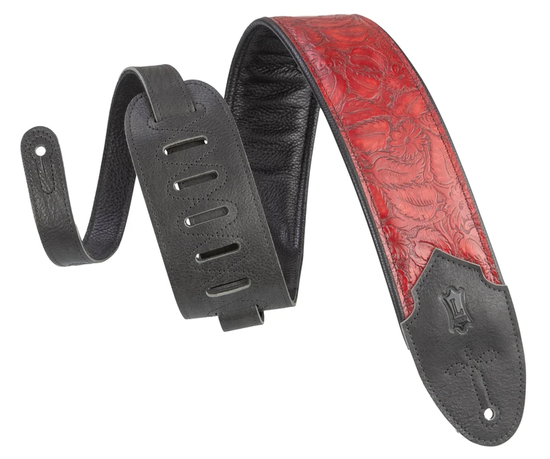 Levy's Leathers Sundance 3" wide Embossed Leather Guitar Strap; Western Series - Geranium Merlot (M4WP-003)
