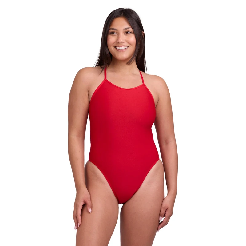 Jolyn Brandon Fixed Back Women's Athletic One Piece Swimsuit for Competitive Swimming, Lifeguarding, Medium-Full Coverage, Red, 30 - Image 1