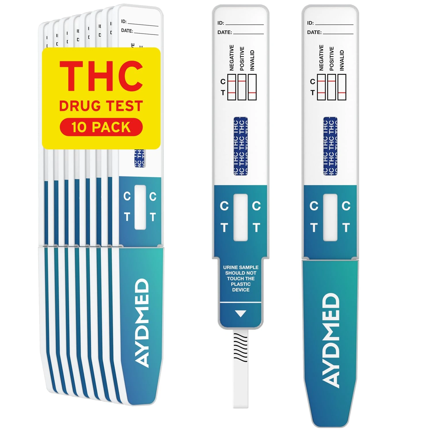 10 x AYDMED Cannabis Drug Tests | Drug Testing Kits for Self-Test Urine Screening of Cannabis Drug Use | Drug Tests for Marijuana, Weed, THC | 50ng/mL Sensitivity | 99% Accuracy | CE Certified