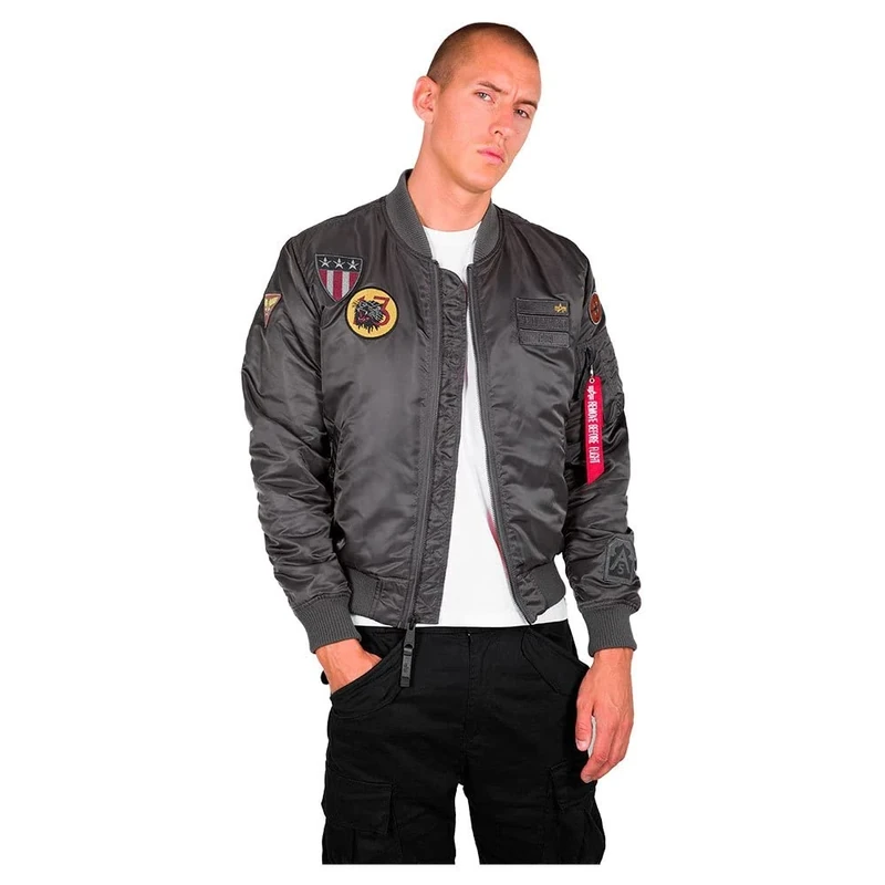 ALPHA INDUSTRIES Men's MA-1 Air Force Jacket, greyblack, S
