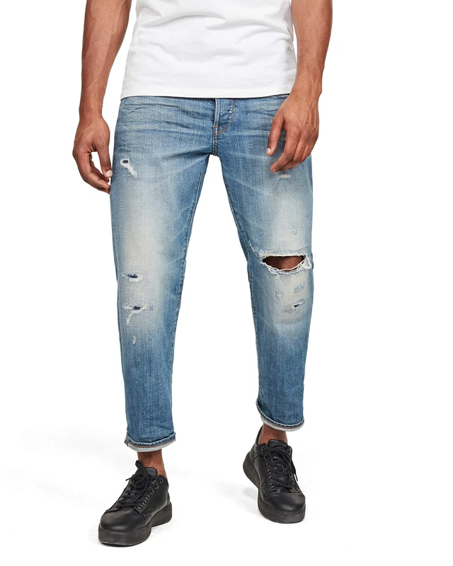 G-Star Men's 5650 3D Relaxed Tapered Jeans, Blue (worn in ripped blue faded D15388-B767-B190), 27W / 30L