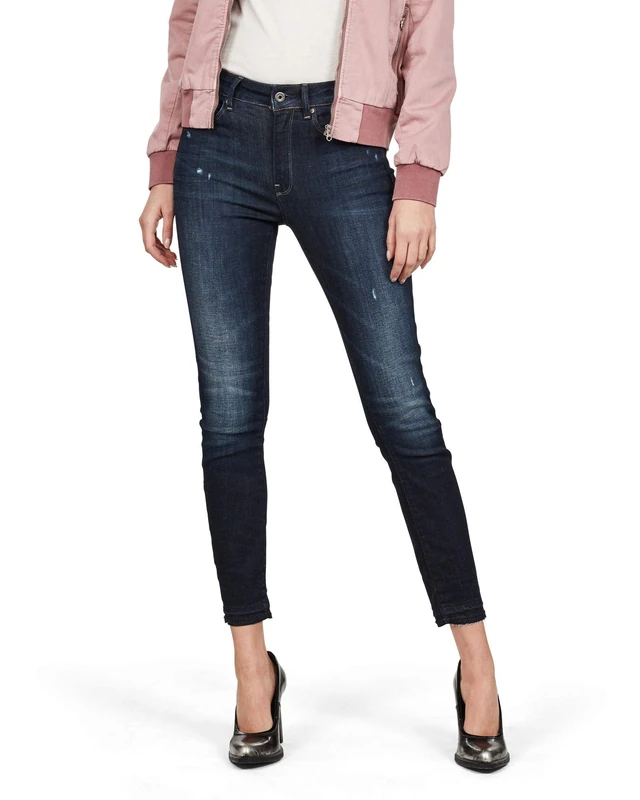 G-Star Women's 3301 High Skinny Ripped Edge Ankle Jeans, Blue (worn in sapphire destroyed D16798-8968-B195), 24W / 32L