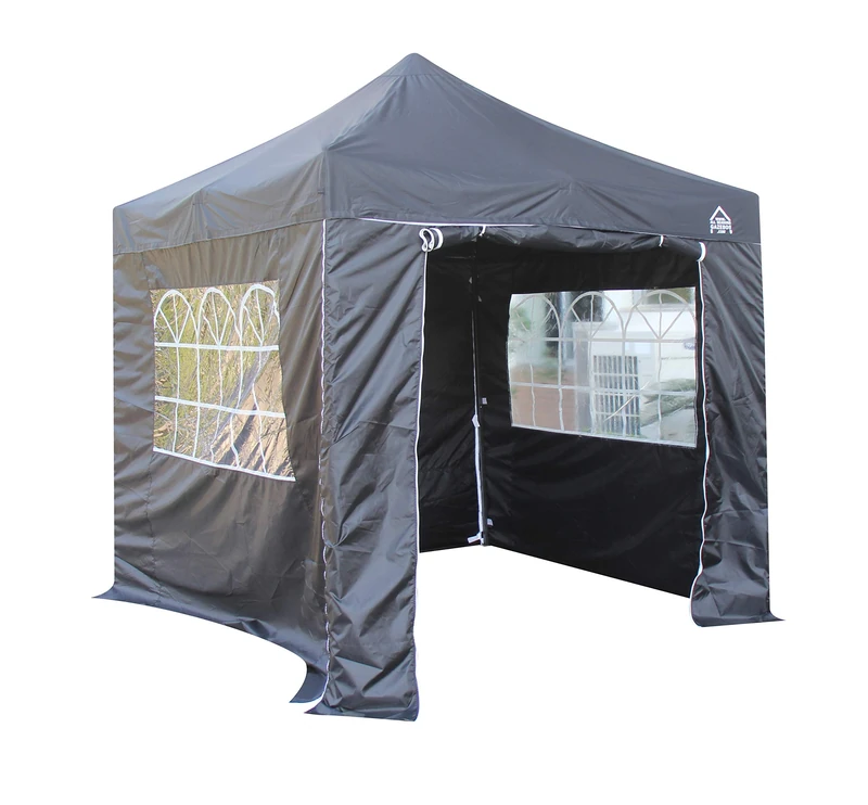 All Seasons Gazebos 2.5x2.5 Fully Waterproof Pop up Gazebo With 4 Zip up Sides and Accessories - Black