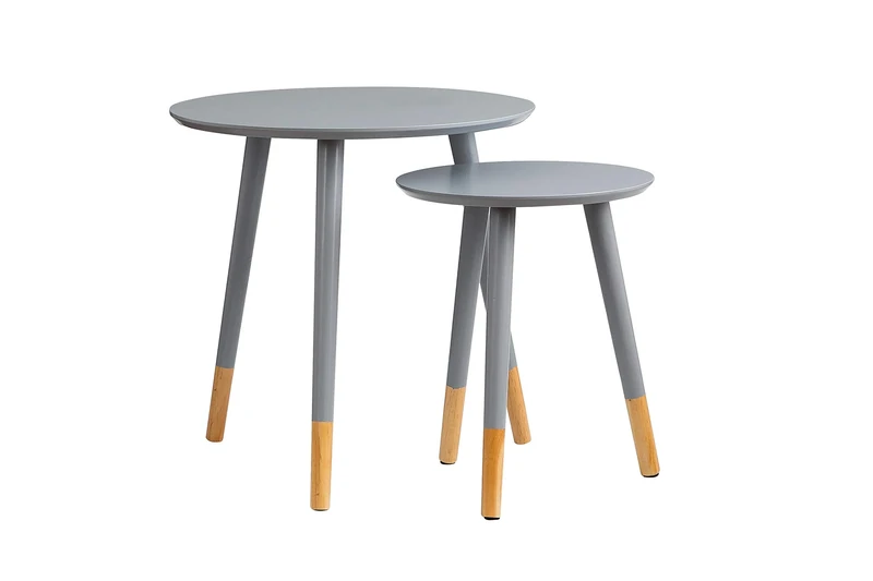 Aspect Dina Set of 2 Nesting, Occasional Table (Grey), wood, 48 x48 S:33 Diameter x40(H) cm, WNT12GY