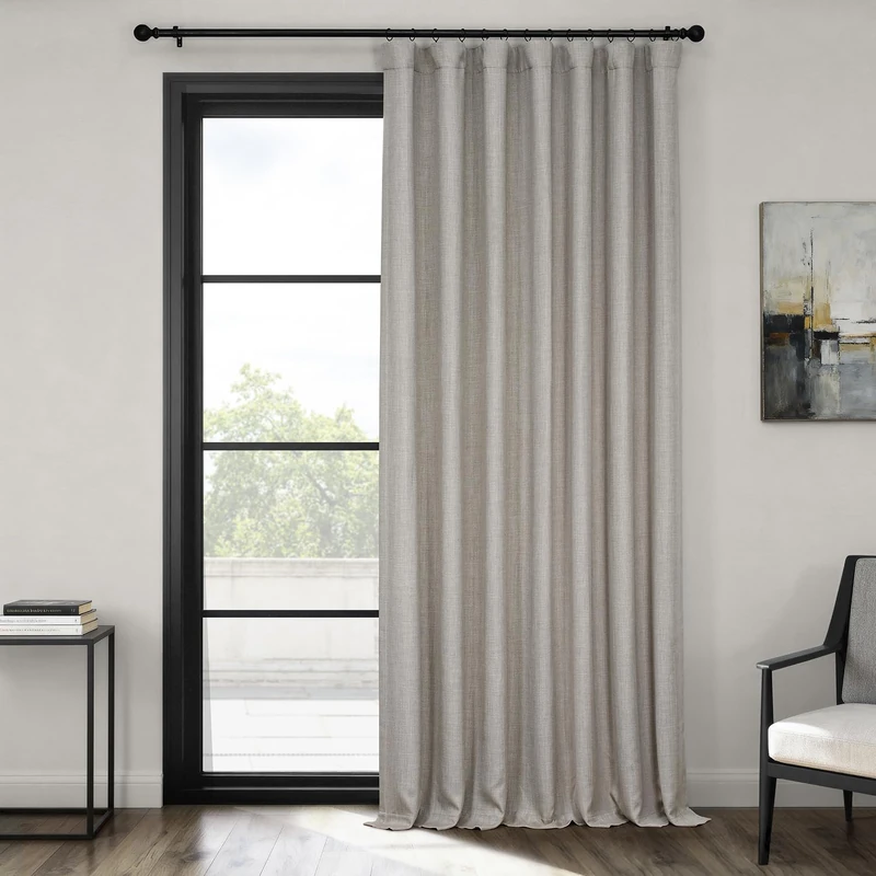 HPD Half Price Drapes Extra Wide Linen Room Darkening Curtain (1 Panel) 100 X 84, BOCH-LN1857-84-DW, Oatmeal