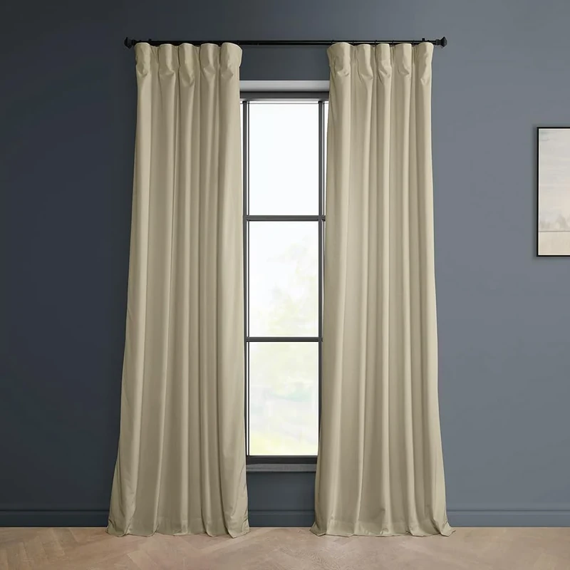 HPD Half Price Drapes VPYC Heritage Plush Velvet Curtain (1 Panel), 50 X 96, Macchiato Beige