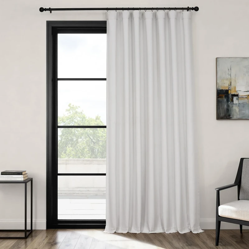 HPD Half Price Drapes Extra Wide Linen Room Darkening Curtain (1 Panel) 100 X 120, BOCH-LN1855-120-DW, Oyster