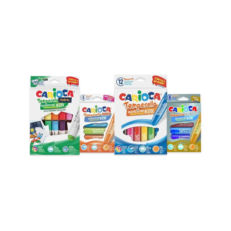 Carioca Tempera Set 34 Pieces - Fabric, Metallic, Neon & Classic