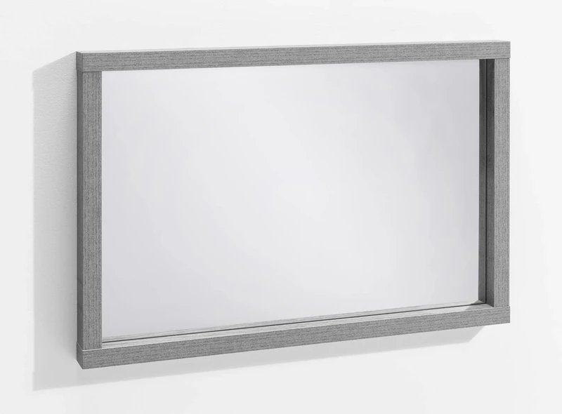 Composad LAFABRICA Mirror with Wooden Frame, Mirror for Bathroom, Entrance and Living Room, Modern Mirror, Dimensions (W x H x D) 90 x 60 x 60 cm, Colour Cement Grey, Made in Italy