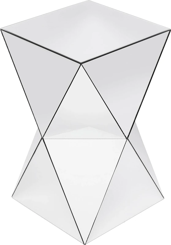 Kare Design Side Table Luxury Triangle, Cover Glass Mirrored, Modern Glam, Side Table for Living Room, Bedroom, Hallway, 54x32x32 cm (H/W/D)
