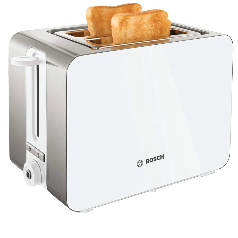 Bosch Sky Compact TAT7201GB 2 Slot Stainless Steel Toaster with 7 variable browning levels including frozen - White