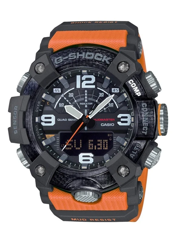 Casio Men's GG-B100-1A9ER 45mm Quartz Watch - Grey Dial, Orange Strap