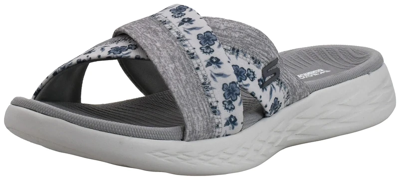 Skechers Women's On-the-go 600 - Glistening Slide Sandal,Silver Textile,4 UK