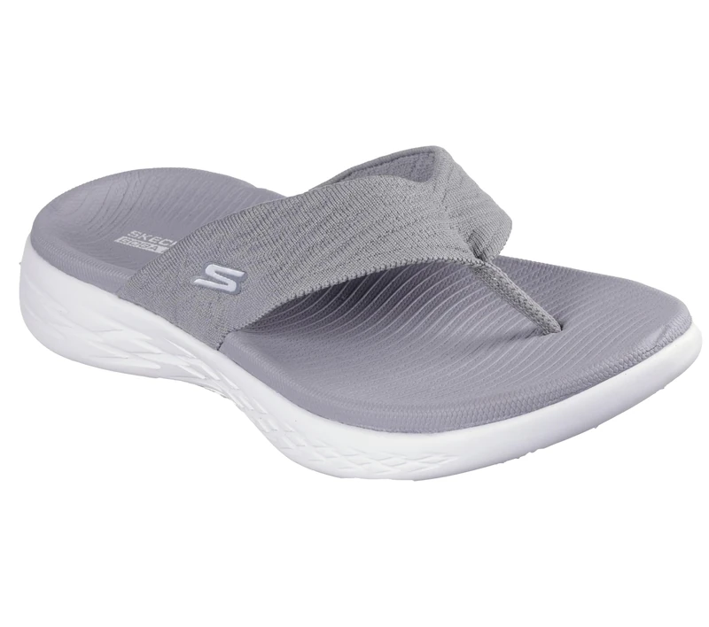 Skechers Women's On-the-go 600 Sunny Flip Flop, Gray Textile, 5 UK