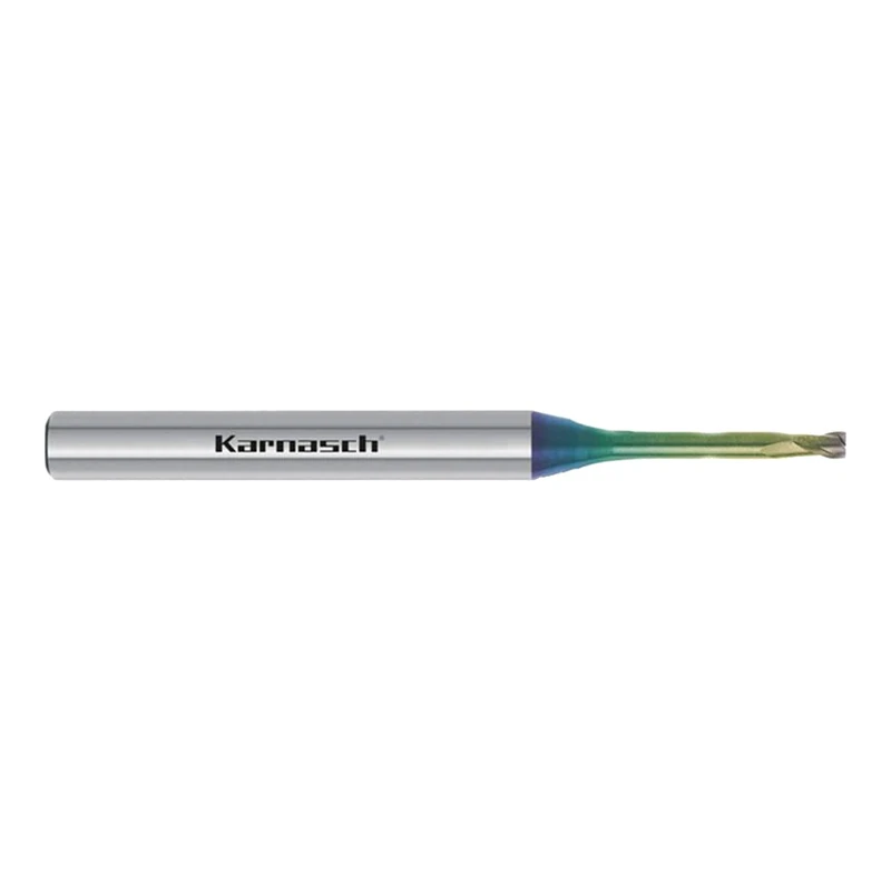 Karnasch 306212010003015 Vhm Micro-Strawberry Handle with Angled Radio, Polished Knives 2-25 × D, 1.0 mm Cutting Diameter, 0.30 mm Corner Radio, 15 mm Using Length, 4 mm