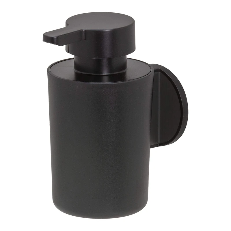 Tiger Tune Soap Dispenser, No Drilling Required Thanks to 3M Self-Adhesive Backing System, Optional Mounting with Screws and Plugs, Black Metal Brushed, Black, 6.8 x 12.3 x 10.9 cm