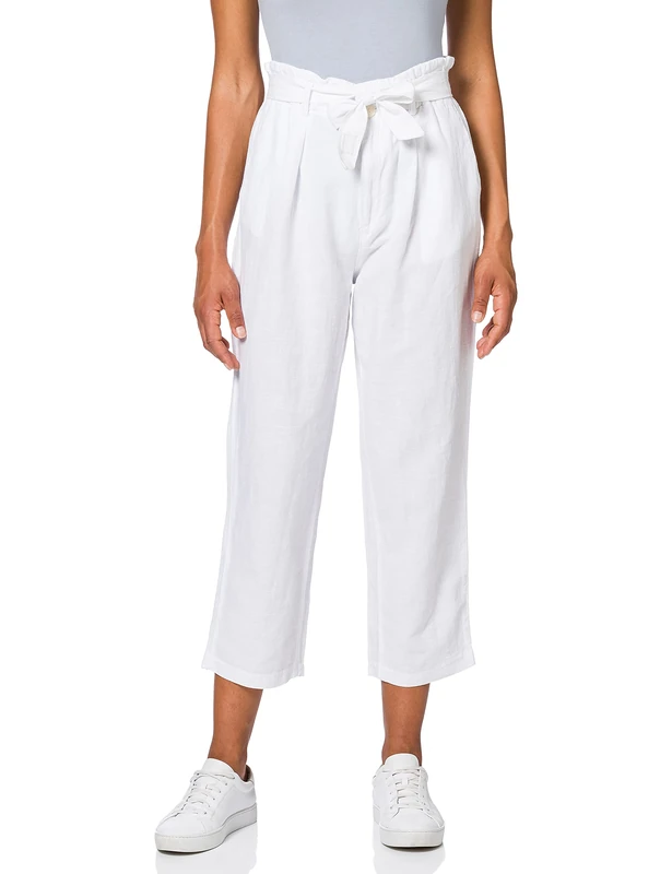 Herrlicher Women's Comfy Linen Uni Trouser, White (White 10), 16 (Size: 30)