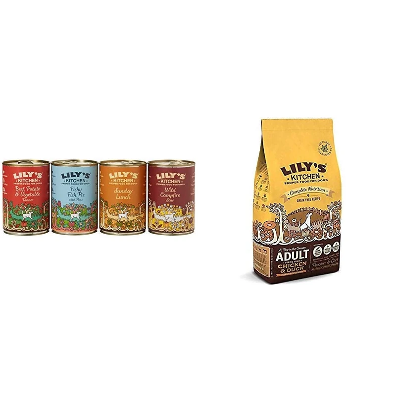 Lily's Kitchen Adult Grain Free Wet Dog Food Multipack with Adult Chicken and Duck Complete Dry Dog Food (7kg)
