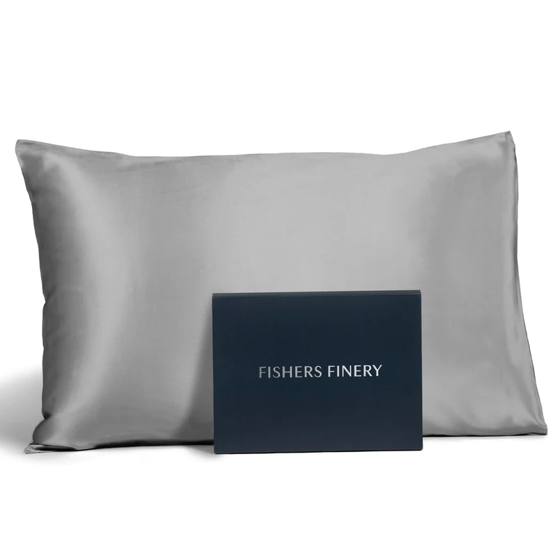 Fishers Finery 25mm 100% Pure Mulberry Silk Pillowcase, Good Housekeeping Winner (Silver, Standard)