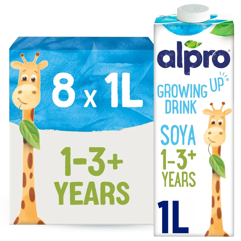 Alpro Soya Growing Up Drink - Plant-Based Long Life Dairy Free & Lactose Free Milk Alternative - 1L (Pack of 8)