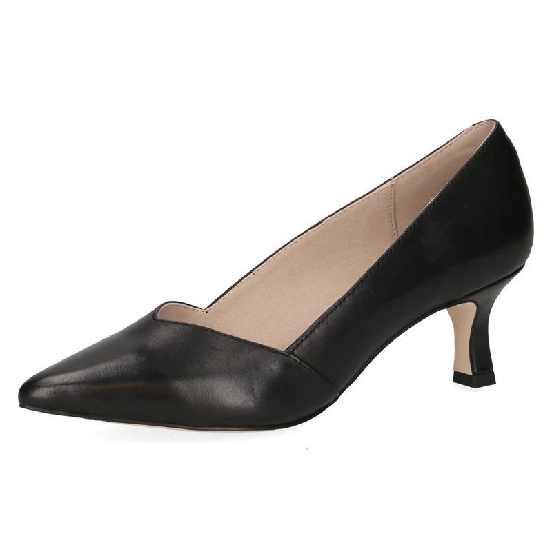 CAPRICE Women's Pointed Leather Pumps, Black (Black Nappa), 4 UK