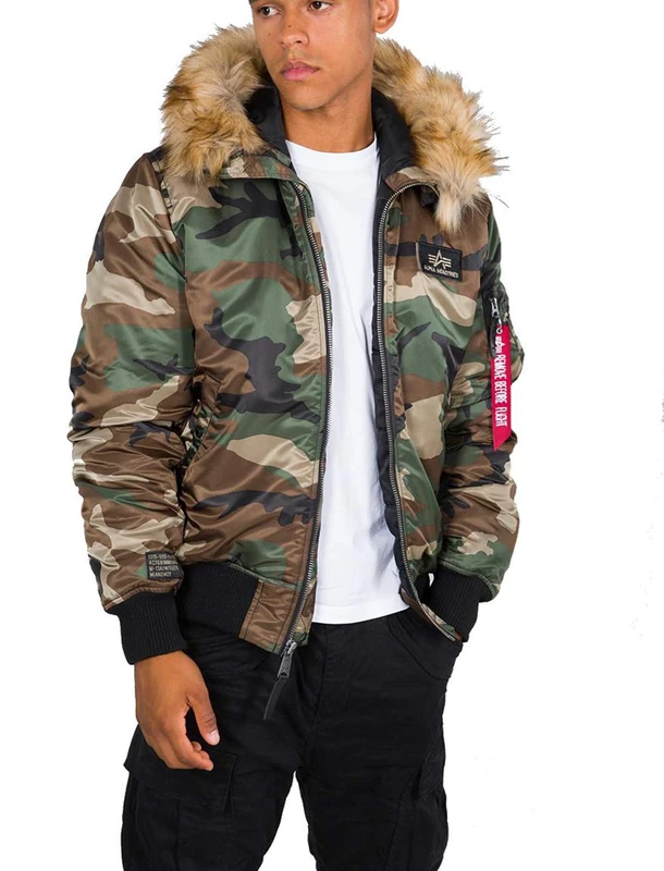 Alpha Industries Men's MA-1 Hooded CW Bomber Jacket, Wdl Camo 65, S
