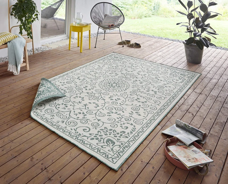 bougari In- & Outdoor Reversible Rug Leyte Green Cream 120 x 170 cm