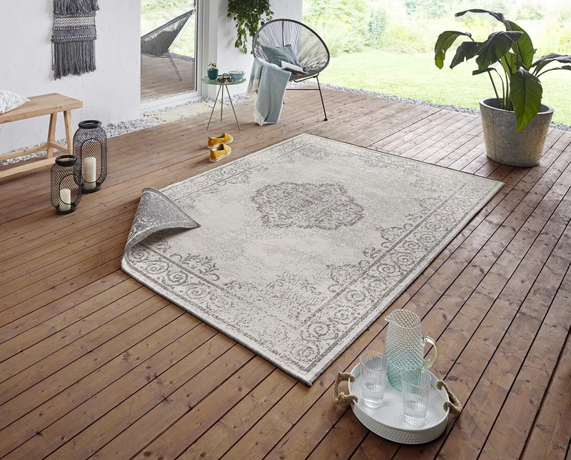 Bougari Indoor & Outdoor Reversible Rug Cebu Grey Cream 120 x 170 cm
