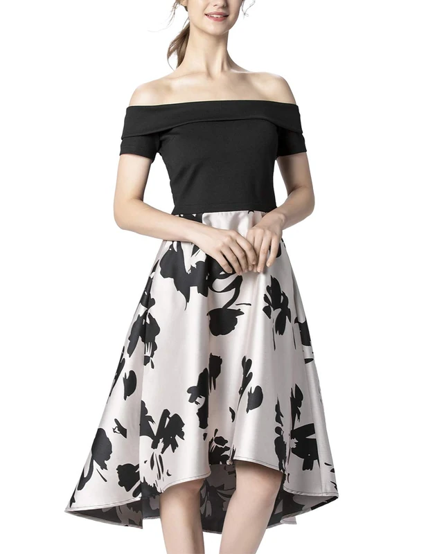 APART Fashion Women's Jacquard Dress Party, Pink (Puder-Schwarz Puder-Schwarz), 14 (Size: 40)