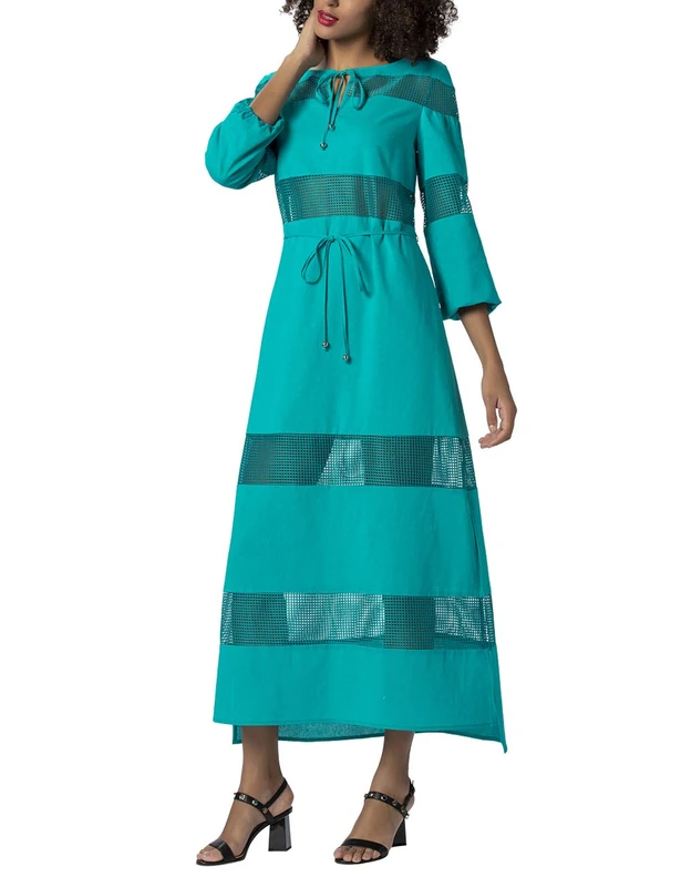 APART Fashion Women's Dress with Lace Inserts, Turquoise (Türkis Türkis), 10 (Size: 36)