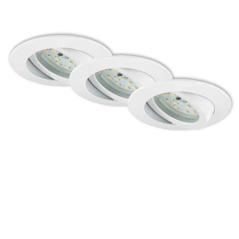 BRILONER Leuchten – Recessed LED Downlight, Set of 3 Adjustable and dimmable LED Ceiling Lights, 6.5 Watt, 570 Lumens, 3,000 Kelvin, IP23, White, 82x28mm (DxH)