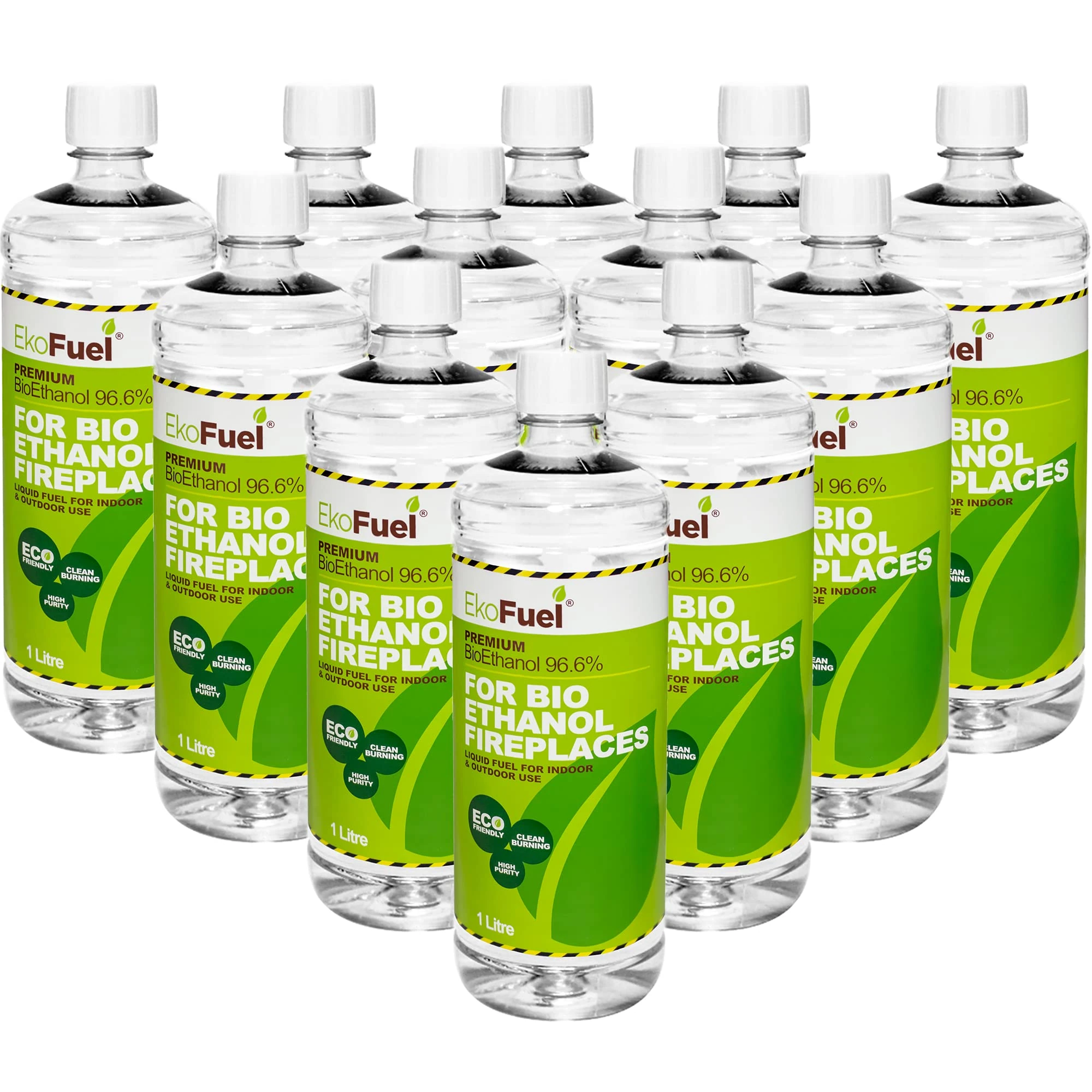 EKOFUEL (12 Litre) Premium Bioethanol Fuel – Liquid Fuel for Fires Pits, Fireplace | High Purity Clean Burning Bio| Indoor & Outdoor Ethanol Fuel