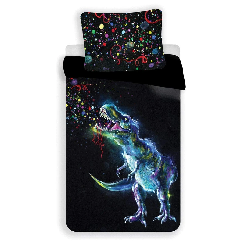 Dinosaure Black Cotton Duvet Cover Set - Image 1
