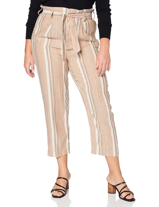 Herrlicher Women's Comfy Multi Stripes Lurex Linen Trouser, Brown (Umbra 171), 14 (Size: 28) - Image 1
