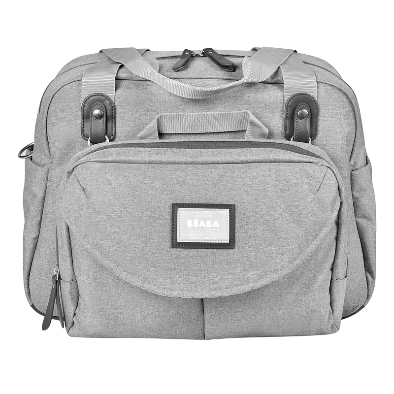 BÉABA - Genève II - Baby Changing Bag - Diaper Bag for Babies and Newborn - Large capacity - Baby Changing Mat - Isothermal lunch pouch - Buggy attachment system - Grey/Corail