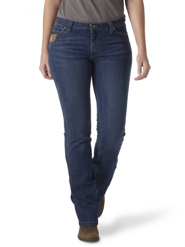 Wrangler Women's 5 Pocket Boot Cut Jean Work Utility Pants, Light Stone, 8W x 30L - Image 1