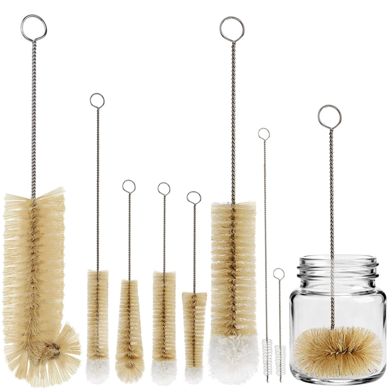 MASTERTOP Bottle Brush, 9pcs Cleaning Bottle Brushes Set, Multi-functional Bottle Brush for Cleaning Straw, Baby Bottle, Wine Glass, Decanter, Narrow Cup, Pipes, Spout of Teapot and Sinks