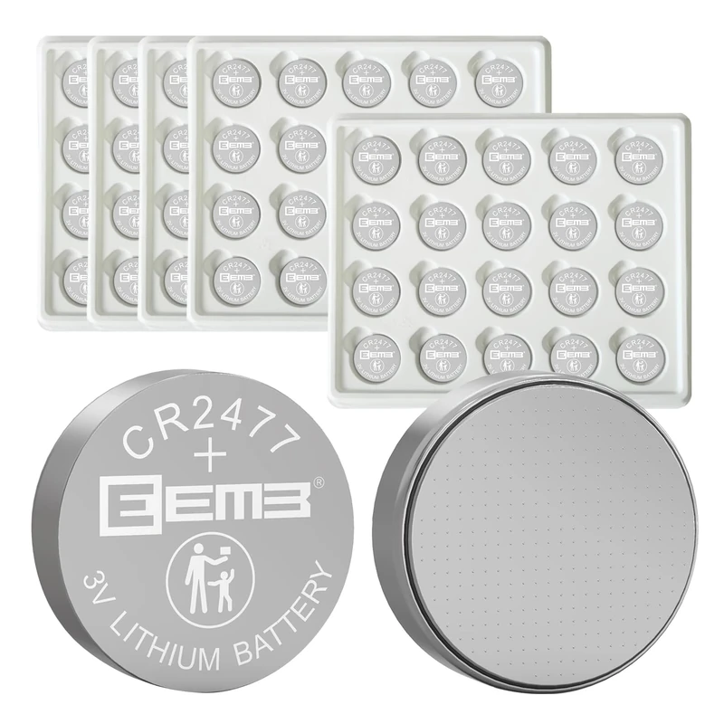 EEMB 100 PACK CR2477 Battery 3V Lithium Battery Button Coin Cell Batteries 2477 Battery DL2477, ECR2477 for Electronic Candle, Light, Remote Control, Key Fob, Alarm, Contact Sensor, Smart Devices