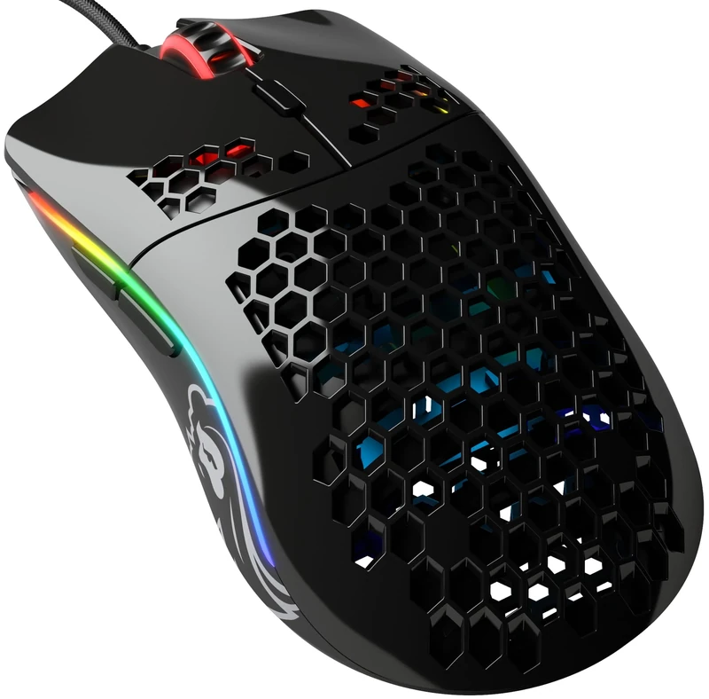 Glorious Gaming Model O- (Small) Compact Wired Gaming Mouse - 58g Superlight Honeycomb Design, RGB, Pixart 3360 Sensor, Ambidextrous, Omron Switches - Glossy Black