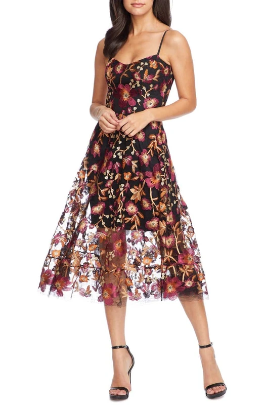 Dress the Population Women's Uma Dress, Maroon/Black, Small - Image 1