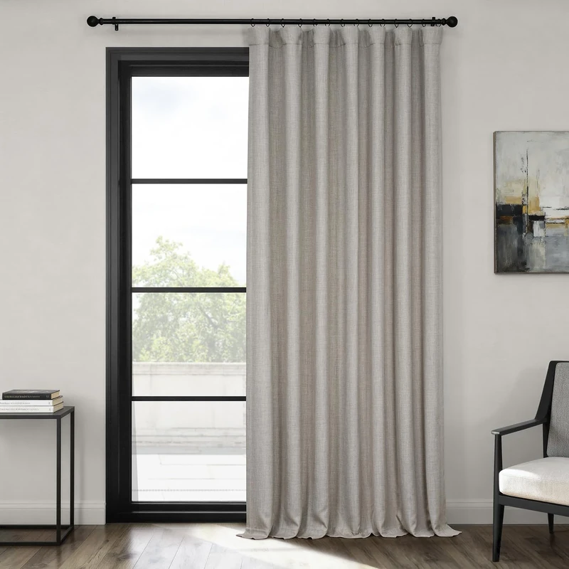 HPD Half Price Drapes Faux Linen Room Darkening Curtains - 96 Inches Long Extra Wide Luxury Linen Curtains for Bedroom & Living Room (1 Panel), 100W X 96L, Oatmeal