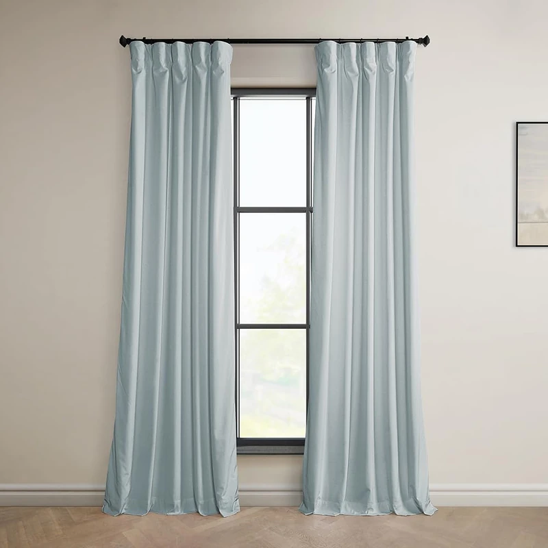 HPD Half Price Drapes Heritage Plush Velvet Curtains 96 Inches Long Room Darkening Curtains for Bedroom & Living Room 50W x 96L, (1 Panel), Aquarius Blue