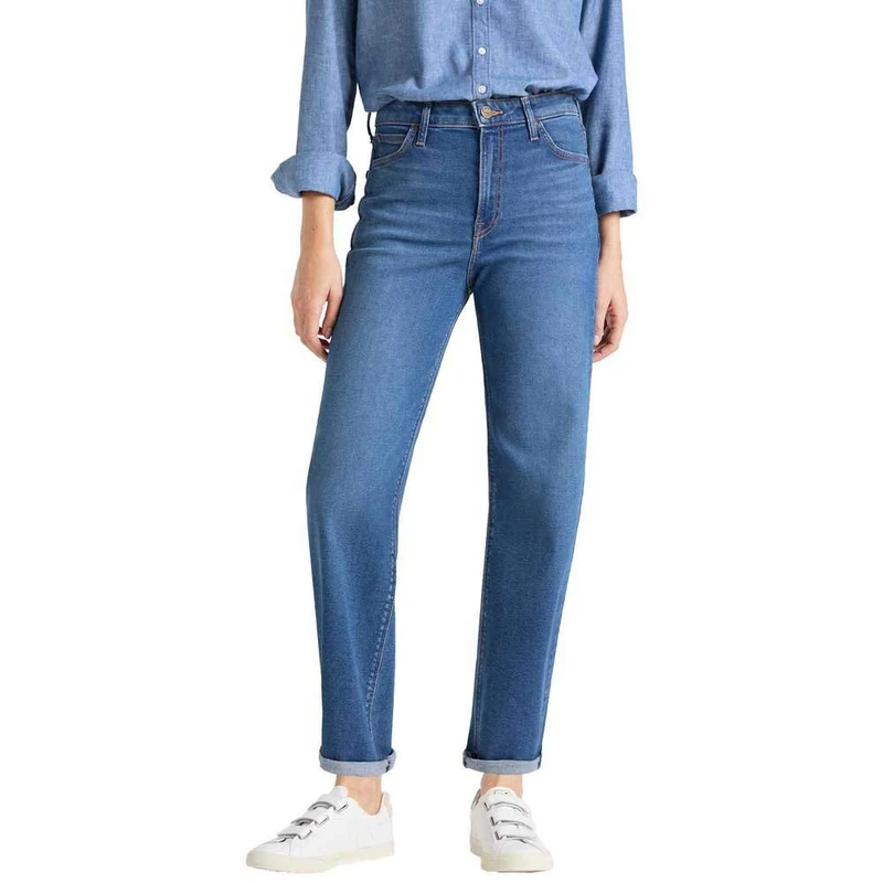 Lee Women's Wide Leg Straight Jeans, Bleu (Mid Bellevue Gx), 32W x 31L