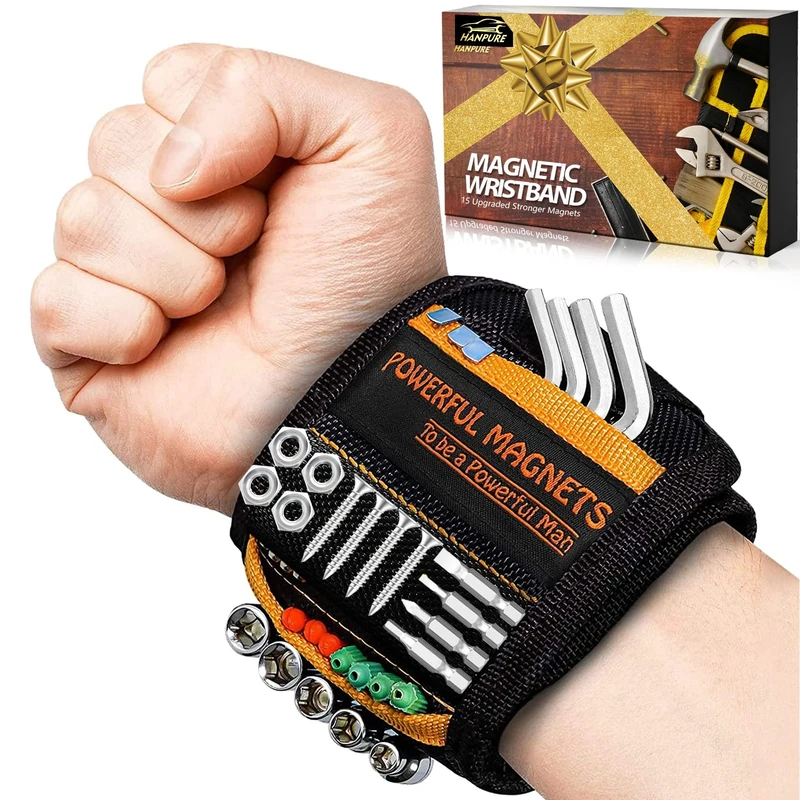 Gifts for Men Dad Magnetic Wristband - Cool Tools Gadgets for Men Personalised Gifts Xmas Christmas Stocking Fillers Birthday Presents, Wrist Band Accessories Organiser Belt Holder Nails Bolts Screws