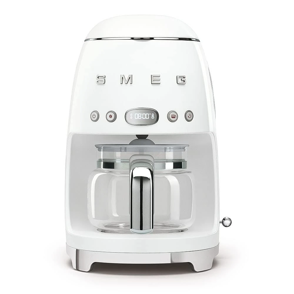 Smeg DCF02WHUK Drip Coffee Machine, Auto-Start Mode, Reuseable Filter, Digital Display, Anti-Drip System, Aroma Intensity Option, 1.4 Litre Tank, White