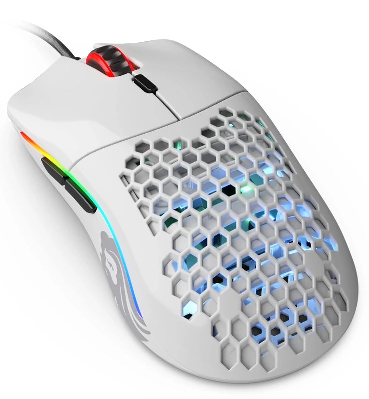 Glorious Gaming Model O- (Small) Compact Wired Gaming Mouse - 58g Superlight Honeycomb Design, RGB, Pixart 3360 Sensor, Ambidextrous, Omron Switches - Glossy White
