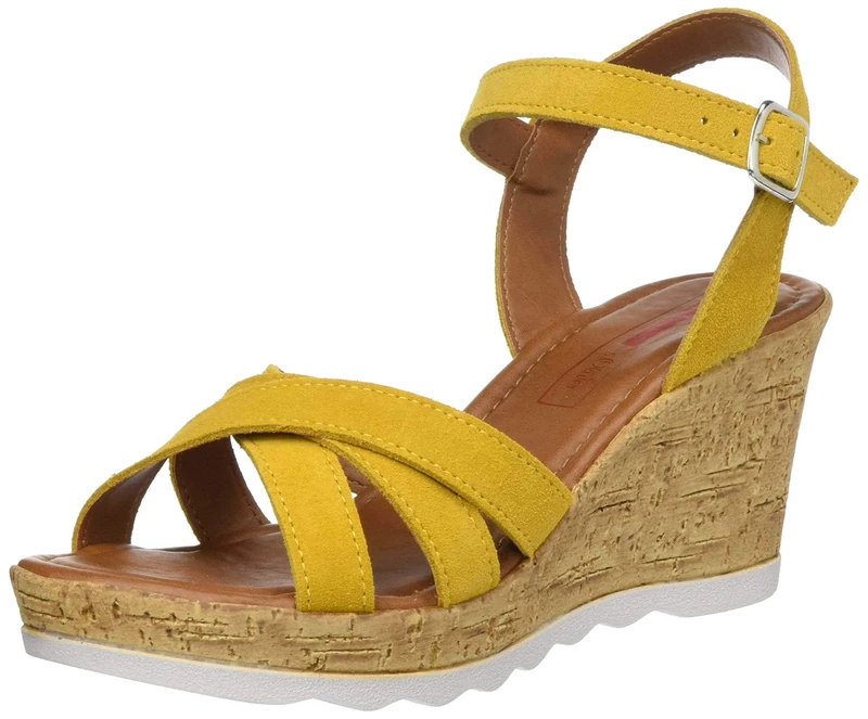s.Oliver Women's 5-5-28301-24 Strappy Sandals, Yellow Sun Suede 640, 7.5 UK