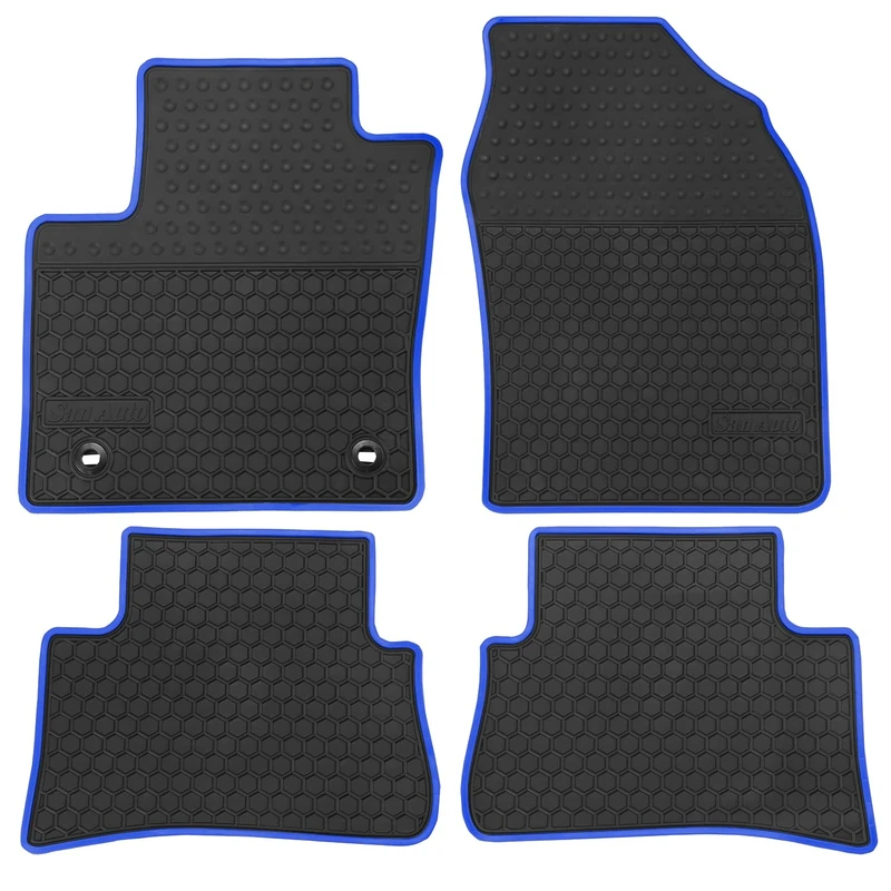 San Auto Car Floor Mats Custom Fit for Toyota C-HR 2018 2019 2020 2021 2022 2023 Black Navy Blue Rubber Car Floor Liners Set All Weather Protection Heavy Duty Odorless