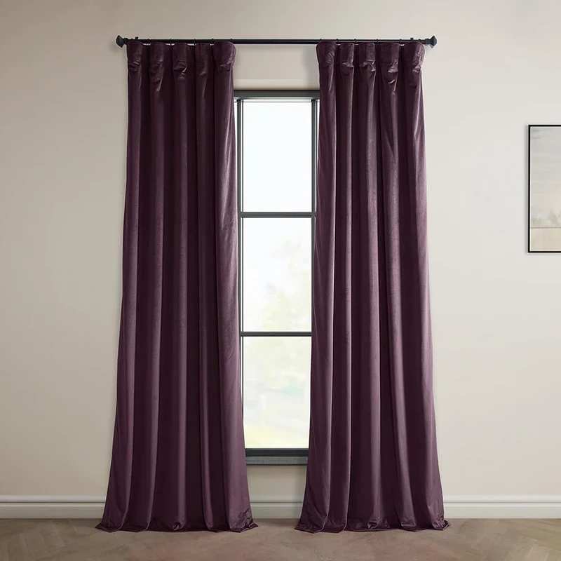 HPD Half Price Drapes Heritage Plush Velvet Curtains 108 Inches Long Room Darkening Curtains for Bedroom & Living Room 50W x 108L, (1 Panel), Winter Plum